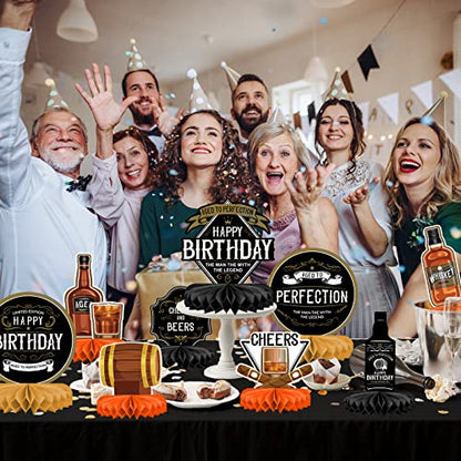 Whiskey pattern Birthday Party Decorations for MenTable Centerpiece Whiskey Honeycomb Table Toppers for 30th 40th 50th 60th 70th 80th Birthday decorations - style: birthday