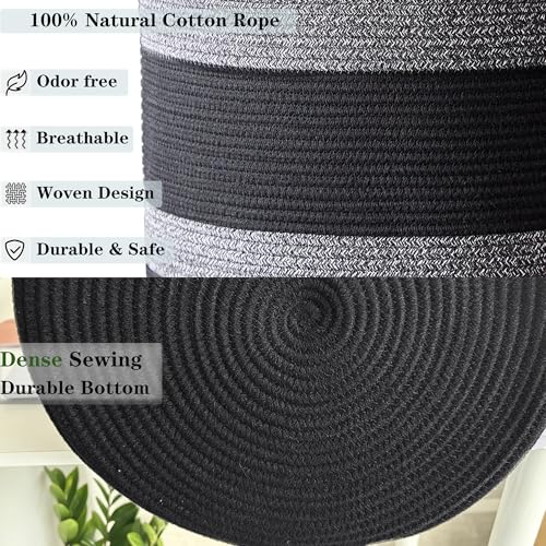 80L Large Black Laundry Hamper Tall Woven Laundry Basket - color: Black