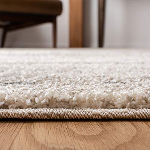 SAFAVIEH Retro Collection Area Rug - 4' Square, Cream & Grey, Modern Abstract Design, Non-Shedding & Easy Care, Ideal for High Traffic Areas in Living Room, Bedroom (RET2136-1180) - size: 4' x 4' (Square)