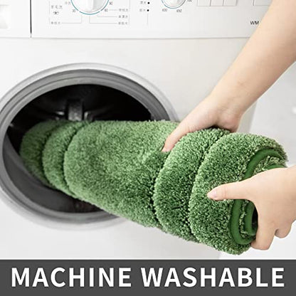 COSY HOMEER Plush Non-Slip Bath Mat, Green, 17" x 27" - color: Green, size: 17" x 27" (Oval)