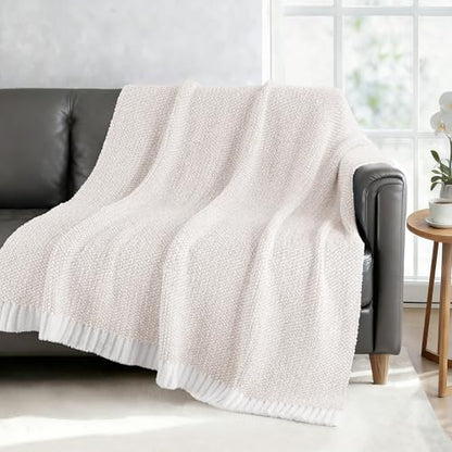 Exclusivo Mezcla Reversible Knit Throw Blanket for Couch, Heather Camel - color: Heather Camel, size: Throw (50"x60")