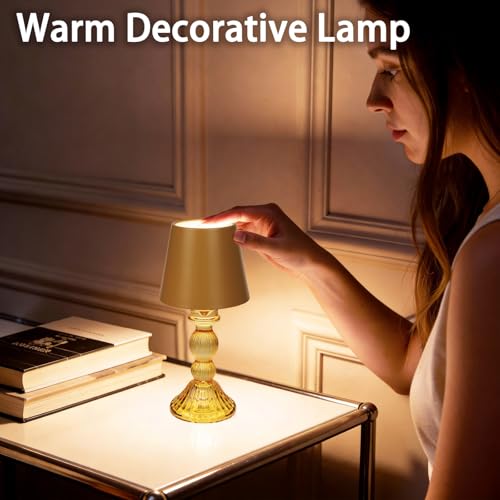MJ PREMIER Small Rechargeable Lamp, Wireless Lamp, Battery Operated Lamps - color: Yellow
