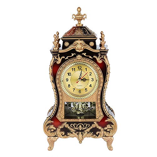 ZJchao Antique Clock,Vintage European- Table Desk Clock,Wall Clock with Pendulum and Chimes for Home Decoration(02) - color: 02