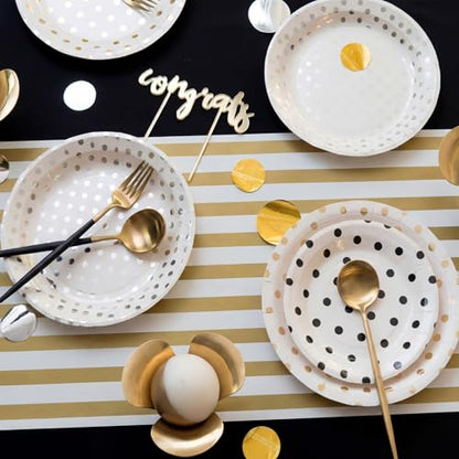 AmazingSpark Striped Table Runner Roll,Gold,25' Long X 16" Wide - color: Gold, size: 25' Long X 16" Wide