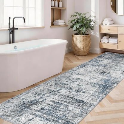 Washable 2x8 Runner Rug: Modern Abstract Carpet Runners for Hallway - color: Blue, size: 2' x 8' (Runner)