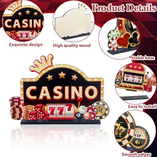 6PCS Casino Theme Wooden Centerpiece for Tables Las Vegas Party Decorations - style: Casino