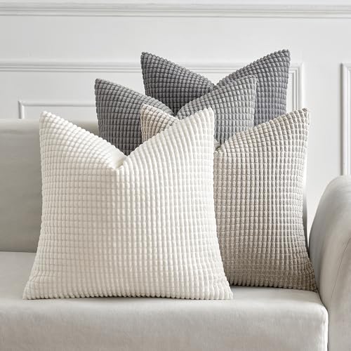 MIULEE Neutral Decorative Pillow Covers 18x18 Inch Set of 4 Modern Grey - color: Modern Grey, size: 18" x 18" (Pack of 4)