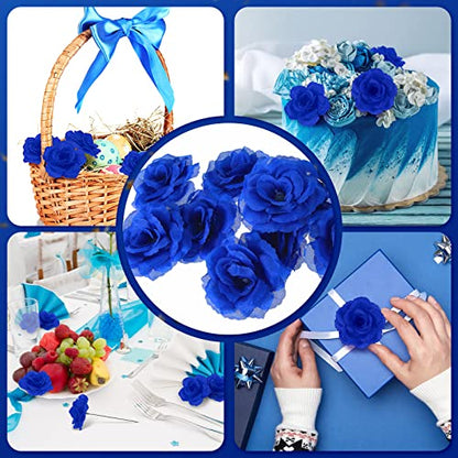 Yunlly 100 Pcs Artificial Flower for Wedding, Blue - color: Blue