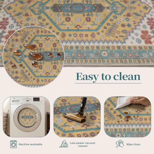 Ciicool 2x3ft Small Area Rug,Washable Boho Thin Mat for Entryway Kitchen - color: Yellow/Multi, size: 2' X 3' (Rectangular)