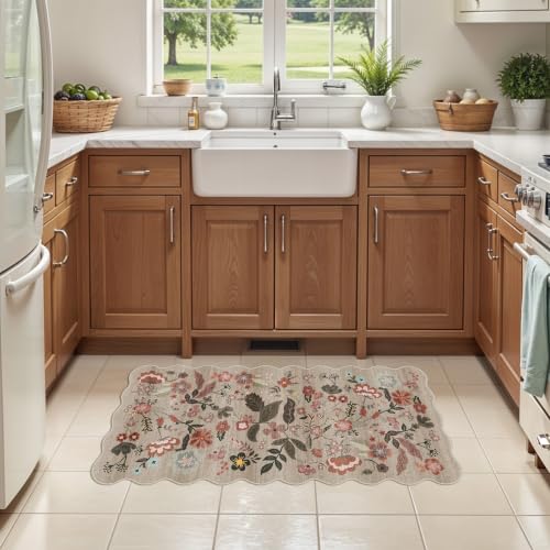 2x4 Small Area Rug for Entryway: Washable Non Slip Kitchen Runner Brown - color: Beige-brown, size: 2' x 4' (Rectangular)