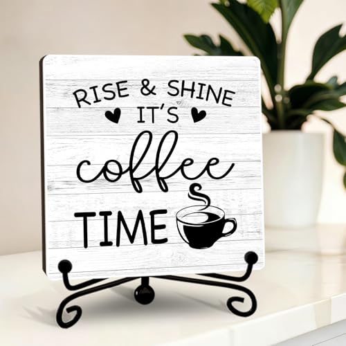Minimalism Coffee Bar Decor, 5"x5" Coffee Bar Sign - color: Pure Driftwood White