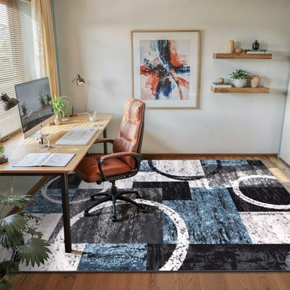 Yamaziot 5x7 Washable Modern Abstract Area Rug Non-Slip Living Room Rug - color: Blue/Multi, size: 5x7ft