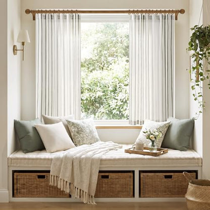 Vangao Striped Curtains Green on White Semi Sheer Curtains 63 Inches Long - color: Shadow Striped| Olive Green on Off White, size: 50"W x 63"L (Pack of 2)