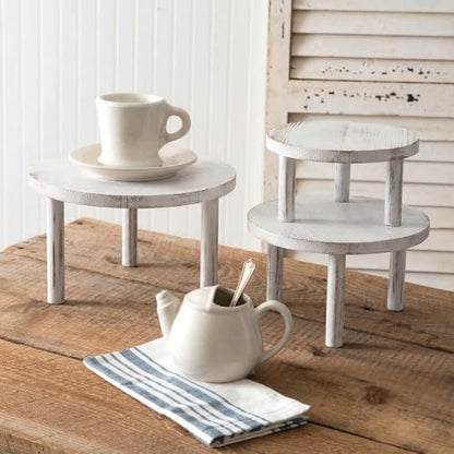 Elsjoy Set of 3 Farmhouse Wooden Cake Display Stand, Rustic Cupcake Riser
