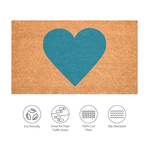 Calloway Mills Madison Heart Doormat (Turquoise, 17" x 29") - color: Turquoise, size: 1'5" x 2'5" (Rectangular)