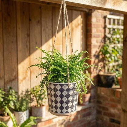 Blue Sky Ceramic Hanging Check 5'' Flower Pot