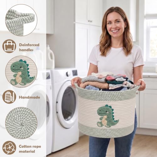 Baby Laundry Basket for Nursery, Large 15”x12” Dinosaurs Storage Baskets - color: Dinosaurs