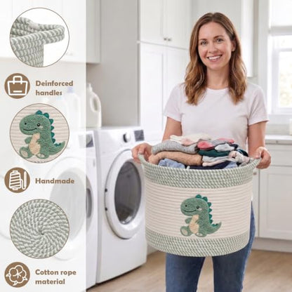 Baby Laundry Basket for Nursery, Large 15”x12” Dinosaurs Storage Baskets - color: Dinosaurs