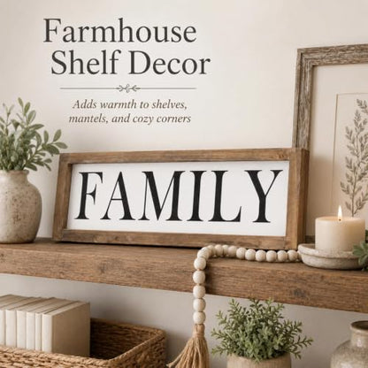 Wooden Family Sign Wall, Shelf, Mantel, Entryway Table Home Decor - color: white-family