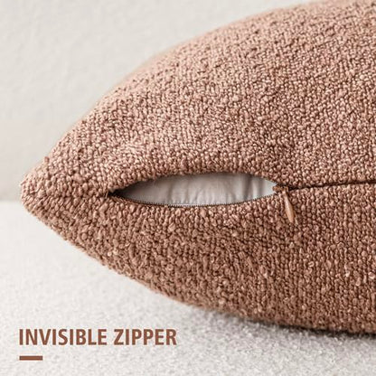 Foindtower Textured Boucle Throw Pillow Covers 16x16 Dusty Orange Hazel - color: Hazel, size: 16" x 16" (Pack of 2)