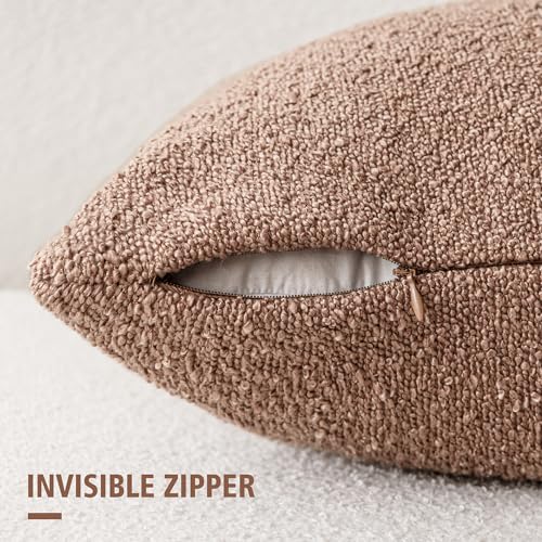 Foindtower Textured Boucle Throw Pillow Covers 16x16 Dusty Orange Hazel - color: Hazel, size: 16" x 16" (Pack of 2)