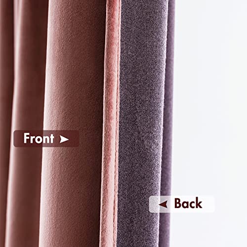 MIULEE Dusty Rose Pink Velvet Room Darkening Curtains for Bedroom W52 x L84 - color: Dusty Rose, size: 52"W x 84"L (Pack of 2)