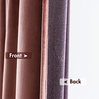 MIULEE Dusty Rose Pink Velvet Room Darkening Curtains for Bedroom W52 x L63 - color: Dusty Rose, size: 52"W x 63"L (Pack of 2)