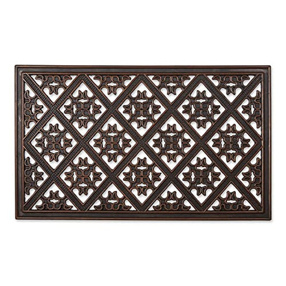 DII High Traffic All-Weather Rubber Doormat, 18x30, Welcome Scroll - color: Brown Diamond Lattice, size: 1'6" x 2'6" (Rectangular)