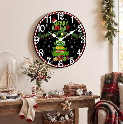 ArtSocket Round Wall Clock Silent Non-Ticking 12", Christmas Celestial - color: Christmas Tree 04