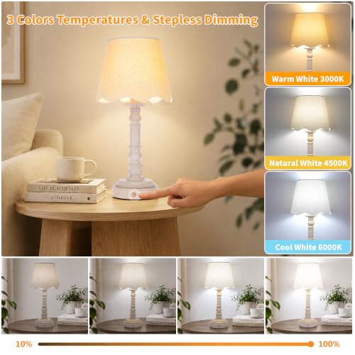 ShineTech 14" Small Table Lamps for Bedroom Rechargeable Cordless, Set of 2 - color: Antique White