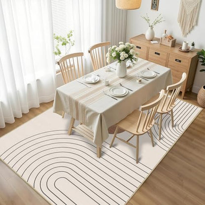Boho Rug 4x6 Beige Modern Geometric Abstract Washable Area Rug Bedroom - color: Beige, size: 6' x 4' (Rectangular)