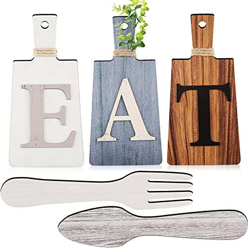 Jetec Cutting Board Eat Sign Set Wall Decor, Gray, White, Brown - color: Gray, White, Brown