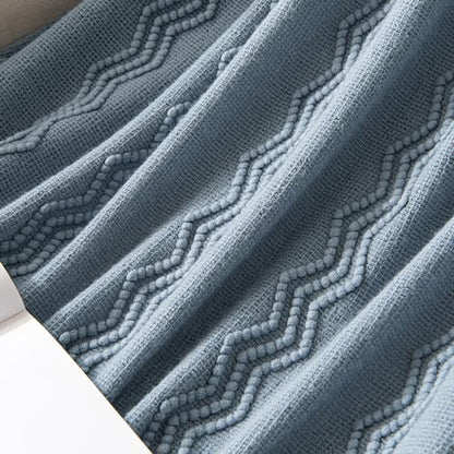 MIULEE Dusty Blue Knitted Boho Throw Blanket for Couch 50"x60" - color: Dusty Blue, size: 50" x 60"