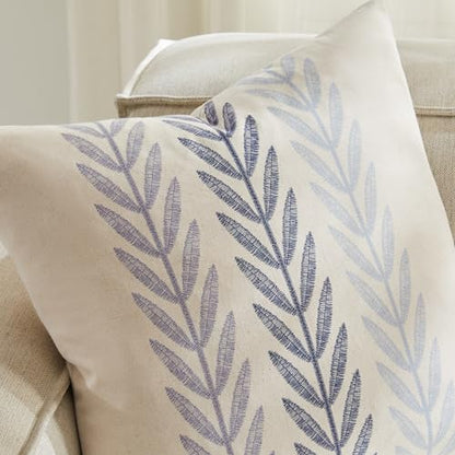 Farmhouse Leaves Throw Pillow Covers Set of 2, 18x18in Mixed Blue - color: Mixed Blue, size: 18" x 18" (Pack of 2)