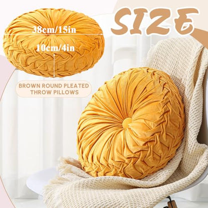 Drydiet 1 Pcs Round Pumpkin Throw Pillow Fall Pillow(Yellow,15'') - color: Yellow, size: 15''