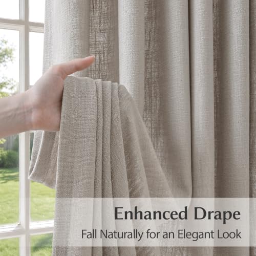 Semi Sheer Pinch Pleated Linen Curtains for Living Room 84 Inches, Greige - color: Greige, size: 40"W x 84"L (Pack of 2)