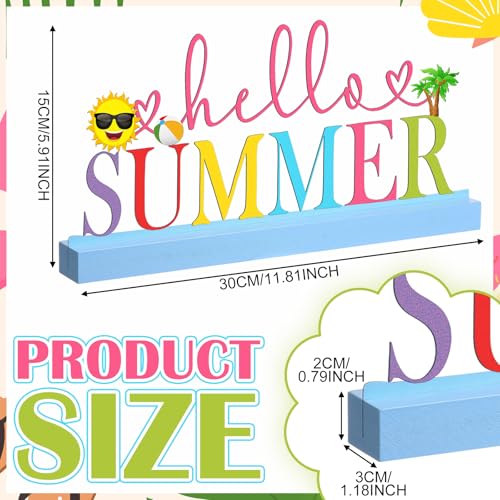 Yaocom 11.81 Inch Hello Summer Metal Table Sign with Wooden Base - style: Summer