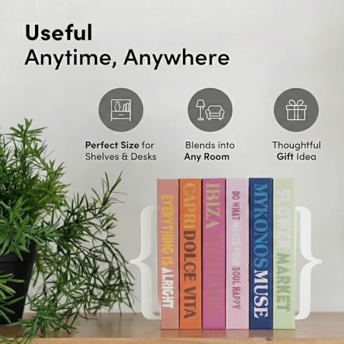 Decorative Bookends for Shelves, Bracket Shaped, White