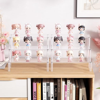 2 Packs Acrylic Display Stand Riser,3 Tier Perfume Organizer Cupcake Stand - color: Clear, size: 7.9x2.8 inch