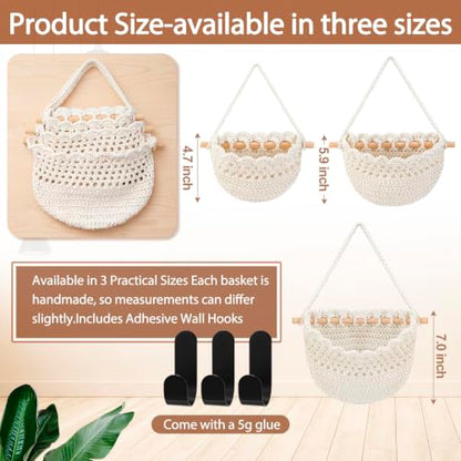 Honeydak 3 Hanging Baskets, Cream, Scalloped Edge - color: Cream, style: Scalloped Edge