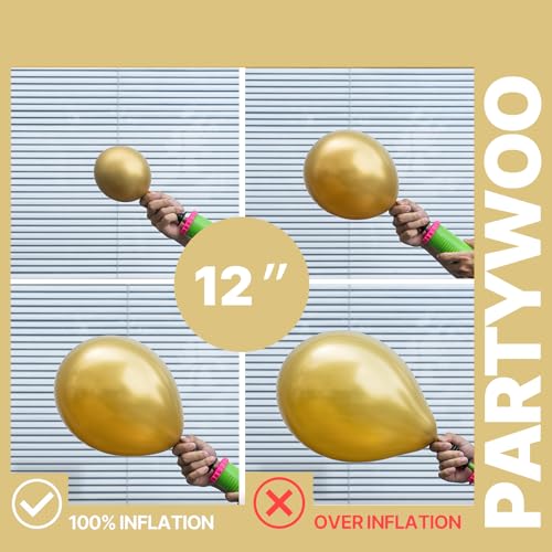 PartyWoo Black and Gold Balloons 66pcs 12 Inch Black White Gold Balloons - color: Black-3319