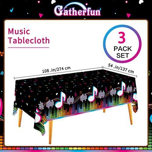 Gatherfun Music Party Disposable Tablecloth, Plastic Table Cover for Music Themed Birthday Party, 3 PCS, 54”x108” - style: Music