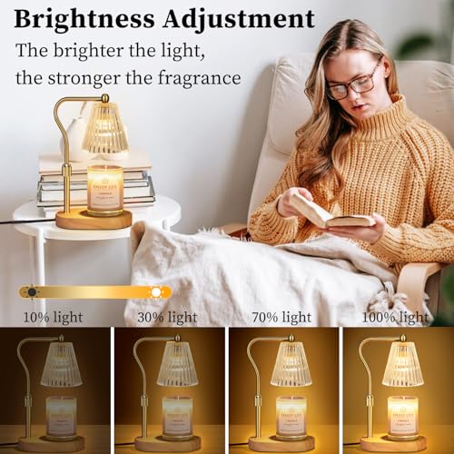 seenlast Candle Warmer Lamp with Timer Dimmer Adjustable Height for New Home Bedroom,Mothers Day Gifts,Vintage Home Decor for Scented Jar - color: Amber