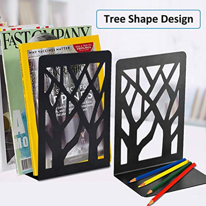 Metal Bookends Black 6 Pair - Heavy Duty Book Stoppers for Shelves - Decorative Book Ends - size: Black-6 Pair