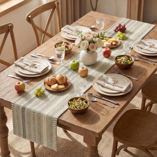 Artoid Mode Dark Grey Farmhouse Stripe Braided Table Runner 12x72 Inch - color: Dark Grey, size: 12" x 72", Table Runner