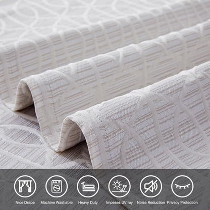 Cream and Silvery 100% Blackout Curtains 63 Inch Length 2 Panels, Jacquard Thermal Insulated Noise Reducing Grommet Drapes for Bedroom Living Room, 2pcs, 42" W x 63" L - color: Cream and Silvery, size: 42"W x 63"L (Pack of 2)