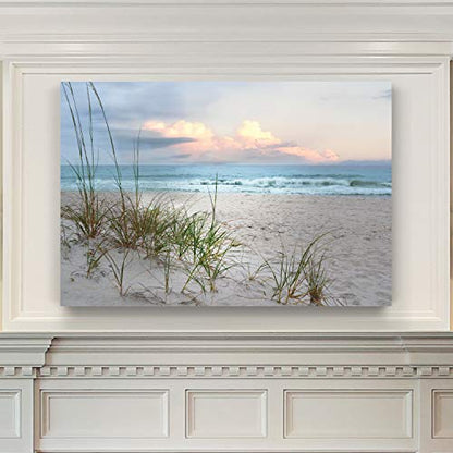 Renditions Gallery Home Wall Art Pictures Sunset View at Calm White Sandy Beach Canvas Hanging Prints for Living Room Office Walls - 12"X18" LT08 - color: Beach Driftwood, size: 18"L x 12"W