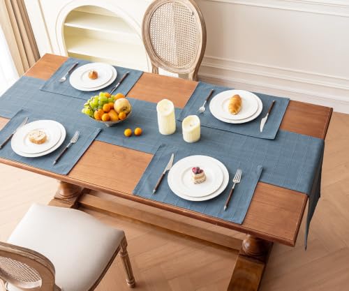 Linen Textured Table Runner, Blue Table Runners 36 Inches Long - color: Blue, size: 13×36 Inch