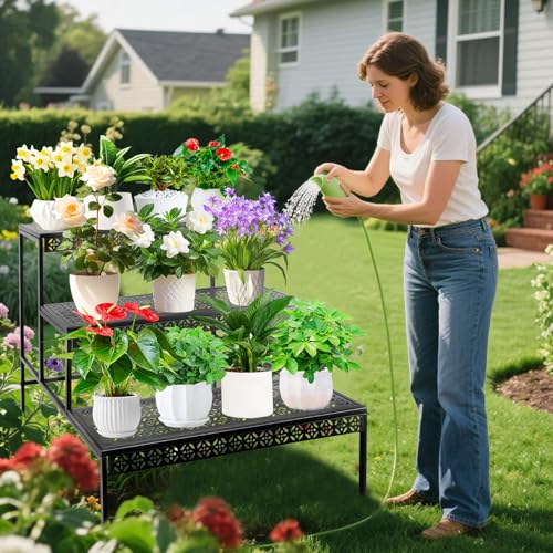 3 Tier Metal Plant Stand, Ladder Flower Pot Holder Plant Stands
