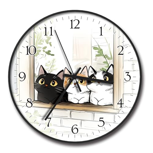 8 inch Decorative Wall Clock Battery Operated, Cats - color: M2413-cats, size: 8 Inch
